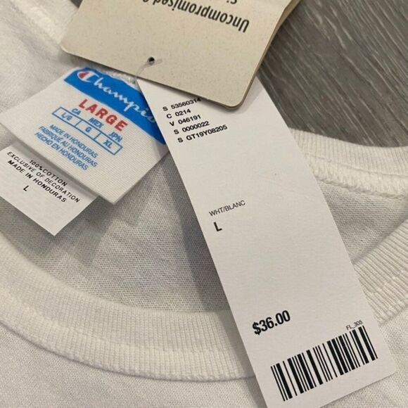 NWT‎ Champion White Athletic Casual Shirt Men L Bin I-26 - Picture 3 of 5